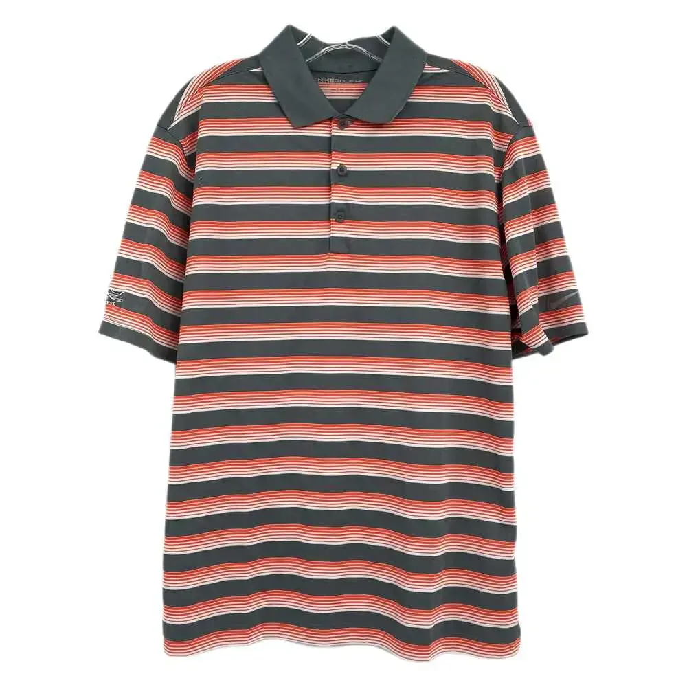 Nike Orange Gray Striped Polo | Size M